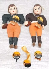 Antique Princeton 1930s Celluloid Football Player 8" Figure Doll Pinback Button