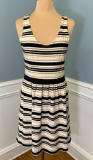 J Crew Dress Womens M Tank Sleeveless A Line Striped Cotton Preppy Nautical Sun