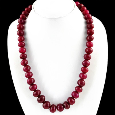 608.50 CTS EARTH MINED GENUINE ROUND SHAPED RICH RED RUBY BEADS NECKLACE STRAND