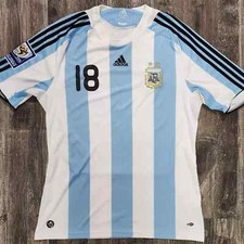 2008 Adidas Argentina Home Soccer Jersey Lionel Messi Men XL Conmebol Mundial