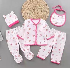 5PCS Newborn Baby Girl Clothes 0-3 Months Baby Outfits Pants Gifts Set
