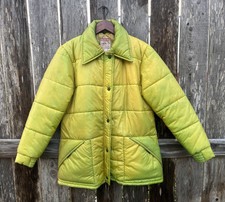 Vintage Lime Acid Green Puffer Ski Jacket 50s 60s Women’s M Sugarbush