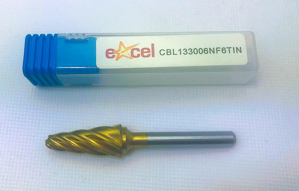 Gold 13x30mm Rounded Cone Carbide Burr - Specially for Aluminium