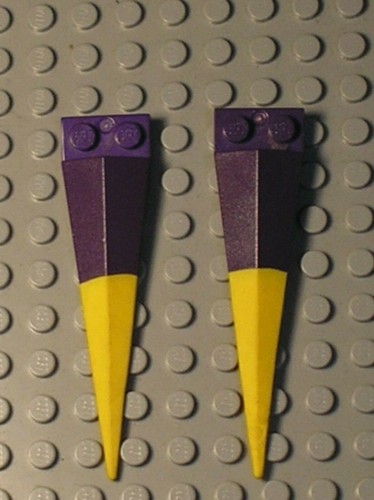 2 x Lego dunkelviolett eckige Verlängerung flexible gelbe Spitze 61406pb01 Set 8115