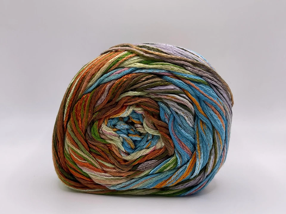 Lang Karma #04 Copper Blue Green+ Striping DK Cotton Linen Cake Yarn 100gr 311yd - Image 4 of 4