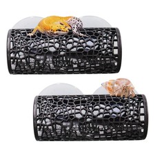 2 Pack Reptile Hide with Suction Cups, Hollowed-Out Hideout and Caves, Hermit...