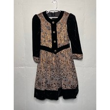 Vintage Gunne Sax by Jessica McClintock Girl's Victorian Prairie Dress Metallic