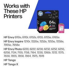 HP 64XL TRI-COLOR HIGH-YIELD INK CARTRIDGE PRINTERS - MULTICOLOR