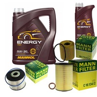 Mann Inspektionspaket Filterset 6L Mannol Energy 5W-30 FüR Ford C-Max 2.0 Tdci