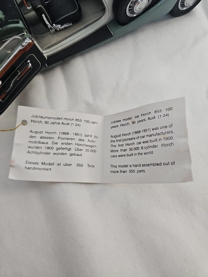 RARE CMC GmbH 1937 Horch 853 Sport Cabriolet - Top Down(open) Convertible 1:24 - Image 2 of 4