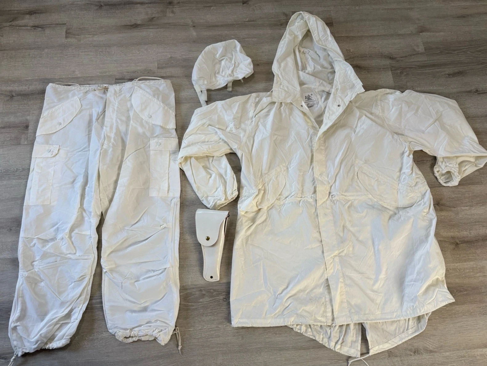 Vintage Military Snow Camouflage Winter Warfare Over Whites Set Fishtail Parka L