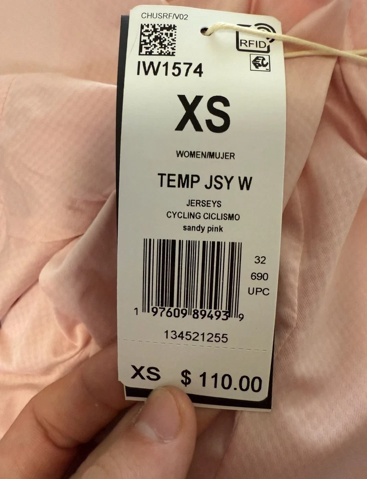 Adidas Cycling Jersey Sandy Pink Women’s Size XS IW1574 $110 - Image 2 of 2