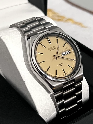 Seiko 5 6309 9000 Gold Dial Day Date Automatic Watch Vintage 17J 1978 Watch 17J