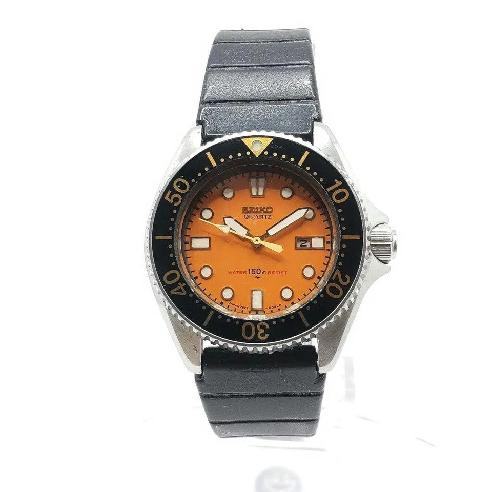 Montre de plongée Seiko 2625-0010 à quartz lunette tournante date vintage 37 ... - Photo 3/4