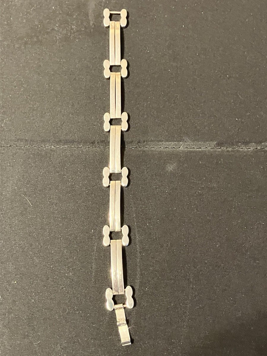 VTG STERLING SILVER MÉXICO MODERNIST BRACELET 35g 7.5”