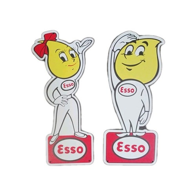 #ad #ad Esso Salute Oil Drop Boy amp; Girl Set Gasoline Die Cut Plate 12 in Aluminum Sign $33.99