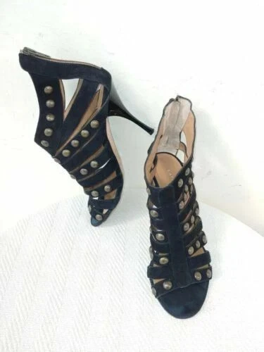 LATITUDE FEMME ITALY Negro Gamuza Enjaulado Puntera Abierta Cremallera Cordones/Botines 39 Nuevo Foto 2 de 3