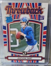 2025 Panini Donruss Rated Rookie Throwback Jaxson Dart Giants football singles 