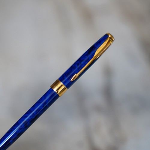 STYLO BILLE PARKER SONNET EN LAQUE LAPIS LAZULI & PL. OR 18 CARATS - MAGNIFIQUE - Photo 9/10