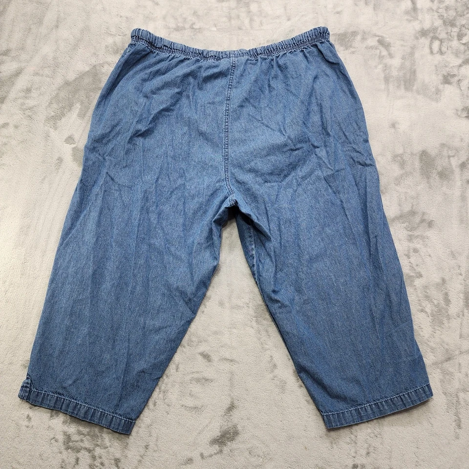 Calça feminina vintage anos 90 tamanho 22W puxar cordão bolsos cambraia - Imagem 3 de 4