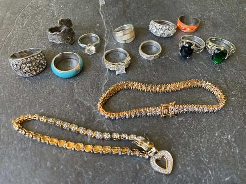 Lot Vintage Marked Sterling Silver 925 Rings Bracelets Wearable Not Scrap 77g