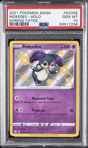 2021 POKEMON SWORD & SHIELD SHINING FATES #SV059 INDEEDEE-HOLO PSA 10