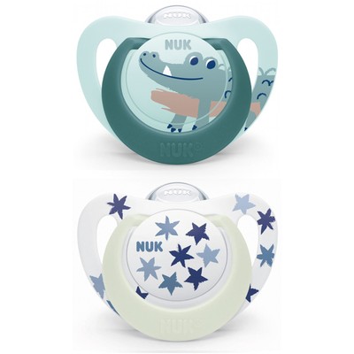 NUK Starlight Day & Night 2 Silikon-Schnuller 18-36 Monate sind Schnuller, die e
