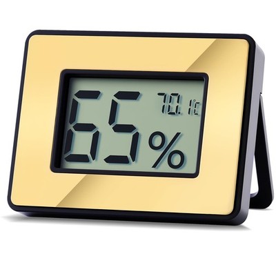 Digital Hygrometer Thermometer for Humidors, Large Display, Gold