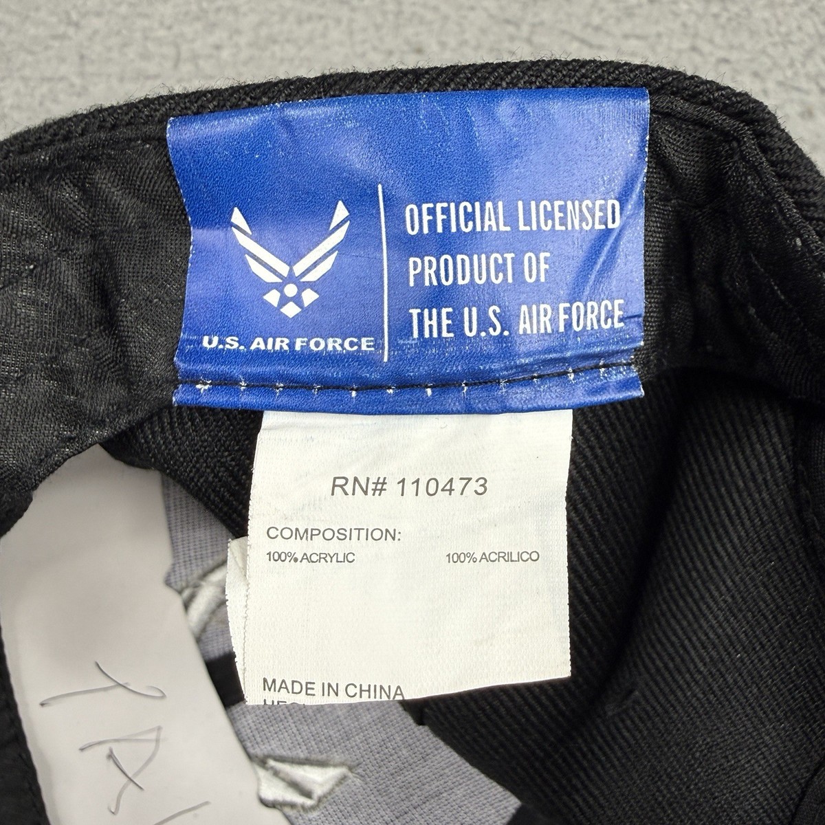 US Air Force Hat Cap Black Adjustable Strapback USAF Embroidered