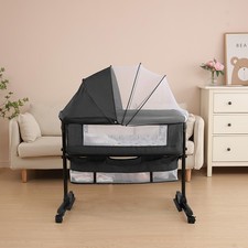 Baby Cradle, Freestanding Bedside Bassinet, 3-in-1 Convertible Bassinet with ...