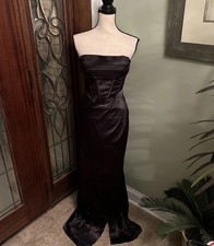 Fashion Nova Satin Corset sleeveless black full length dress. NEW wtags Sz.Small