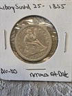 1855 Liberty Seated Arrows 25 Au Silver Quarter