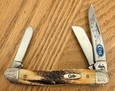 CASE BEAUTIFUL BLUE SCROLL STAG STOCKMAN KNIFE NEVER USED  #5318 SS  D6