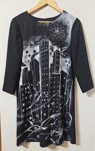 Boutique Moschino Dress Graphic Night City Print Size. S/ US 8