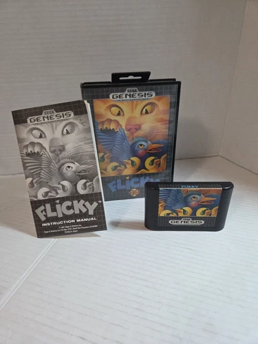 Flicky (Sega Genesis, 1991) Cartridge, Manual and Case