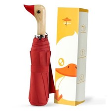Compact Small Umbrellas for Rain Sun, Cute Design Duck Head Umbrella 03.Red