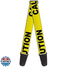 Buckle-Down Guitar Strap Caution Yellow Black 2 Inches Wide