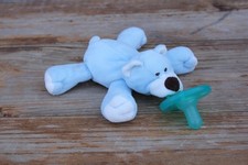 Wubbanub Blue Bear Infant Baby Soothie Pacifier w/Green Binky 7" HTF Replacement