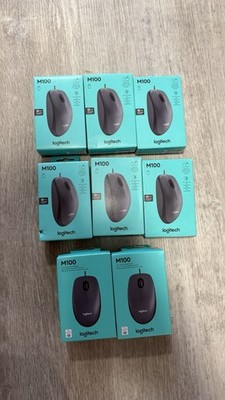 LOTX8 Logitech M100 Full-Size Corded USB Mouse Charcoal Gray 910-001601