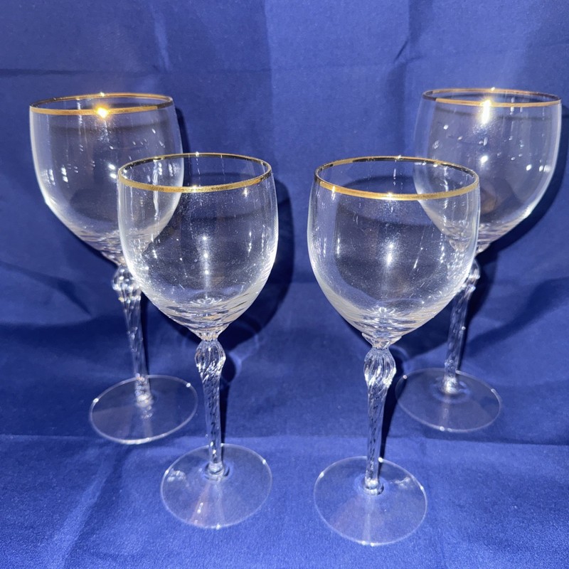 4 Lenox Citation Gold Monroe  Wine Glasses Water Goblets Vintage Crystal