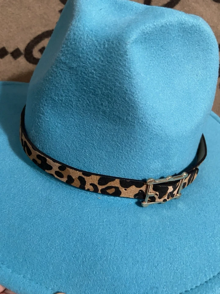Sombrero boho cinturón leopardo fedora cisne de nieve Foto 2 de 4