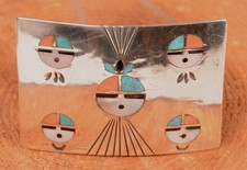 Zuni Multi Stone Inlay Belt Buckle ca. 1950 Size .5" H x 3" L x 2.25" W