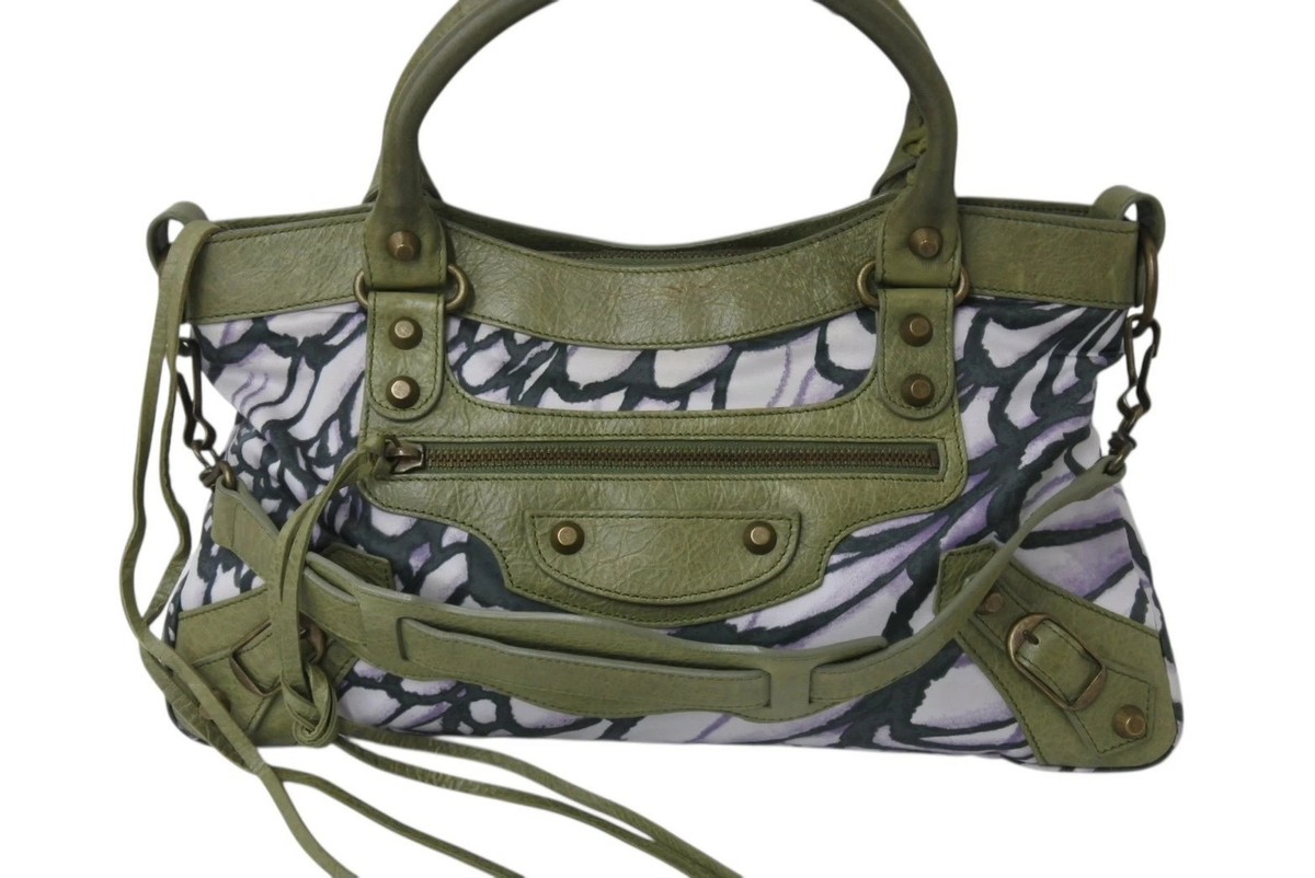 Balenciaga Floral Pattern The City 2Way Handbag Leather