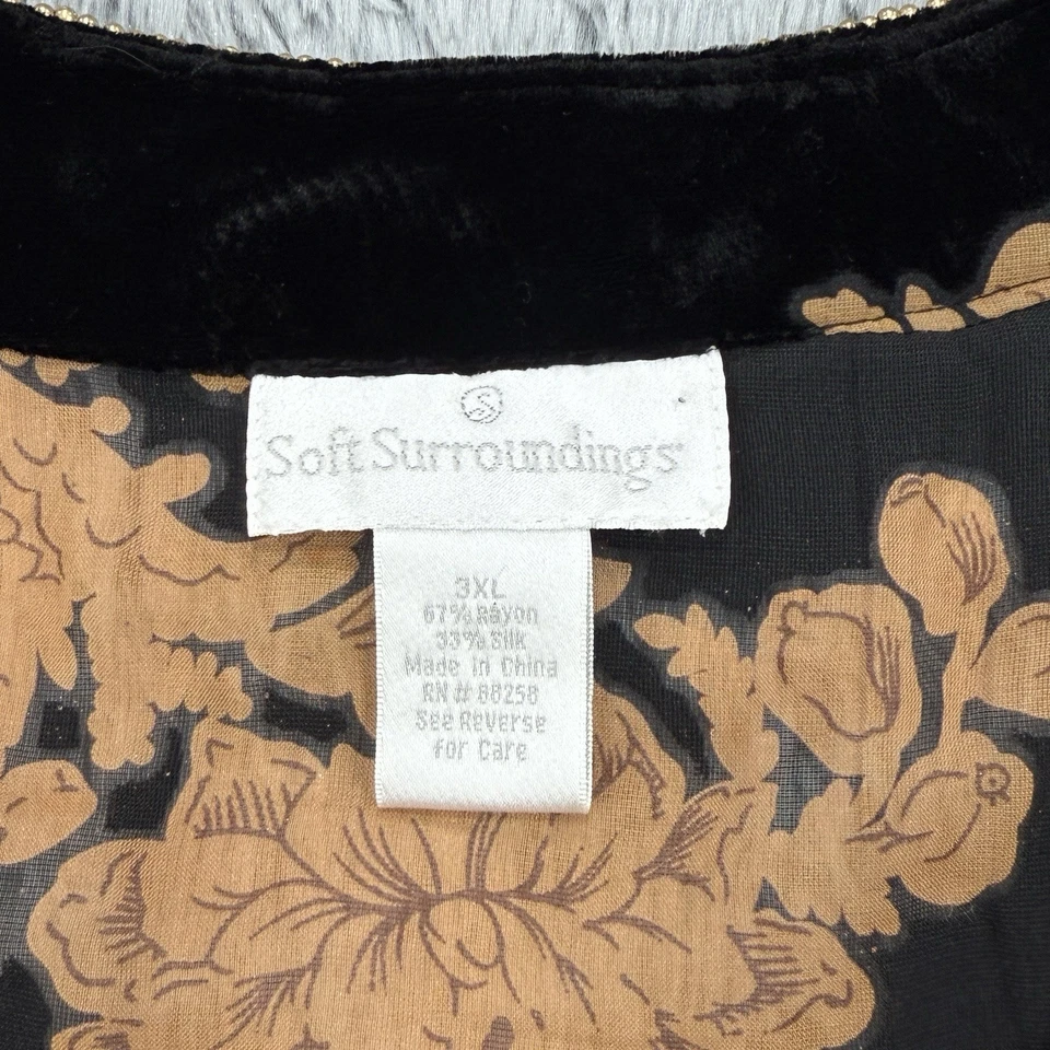 Top Soft Surroundings 3XL Floral Terciopelo Burnout Mezcla de Seda Adorno Capricho Foto 2 de 4