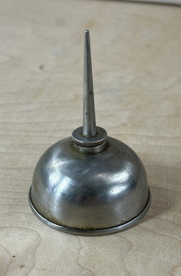 Antique Metal Thumb Press Oiler Oil Can Miniature Small Sewing Machine Vintage