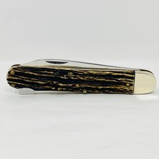 Vintage German Anton Wingen Jr Rostfrei Single Blade Lockback Knife Stag 4 3/4”