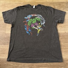 Vtg Marvel Mad Engine Avengers X-Men Superheroes Shirt Gray Sz XL