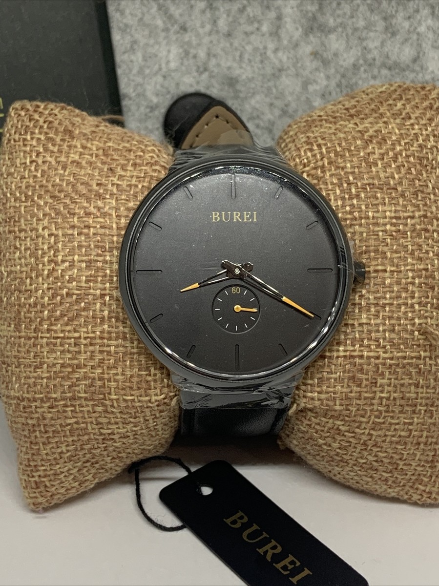 Burei S-6024M FRY71 Burei S-6024M Men Black Leather Fashion Minimalist Analog  main image 4