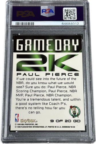 1999 Skybox Dominion Game Day 2k Warp Tek Paul Pierce #9 PSA Graded Card Celtics - Bild 2 von 2