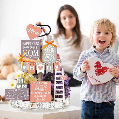 15-Pc Mother's Day Tiered Tray Decor - Picture 2 of 7